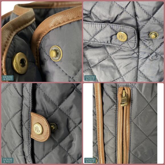 NEW Lauren Ralph Lauren Quilted Hooded Coat Faux Suede Trim Insulated Luxe Large - Picture 16 of 16